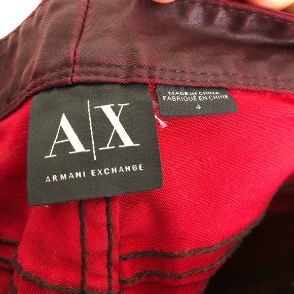Armani Exchange Faux Leather Burgundy Pants Sz 4 - Picture 10 of 11